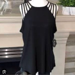 AUW Black Strappy Blouse